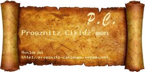 Prosznitz Ciklámen névjegykártya